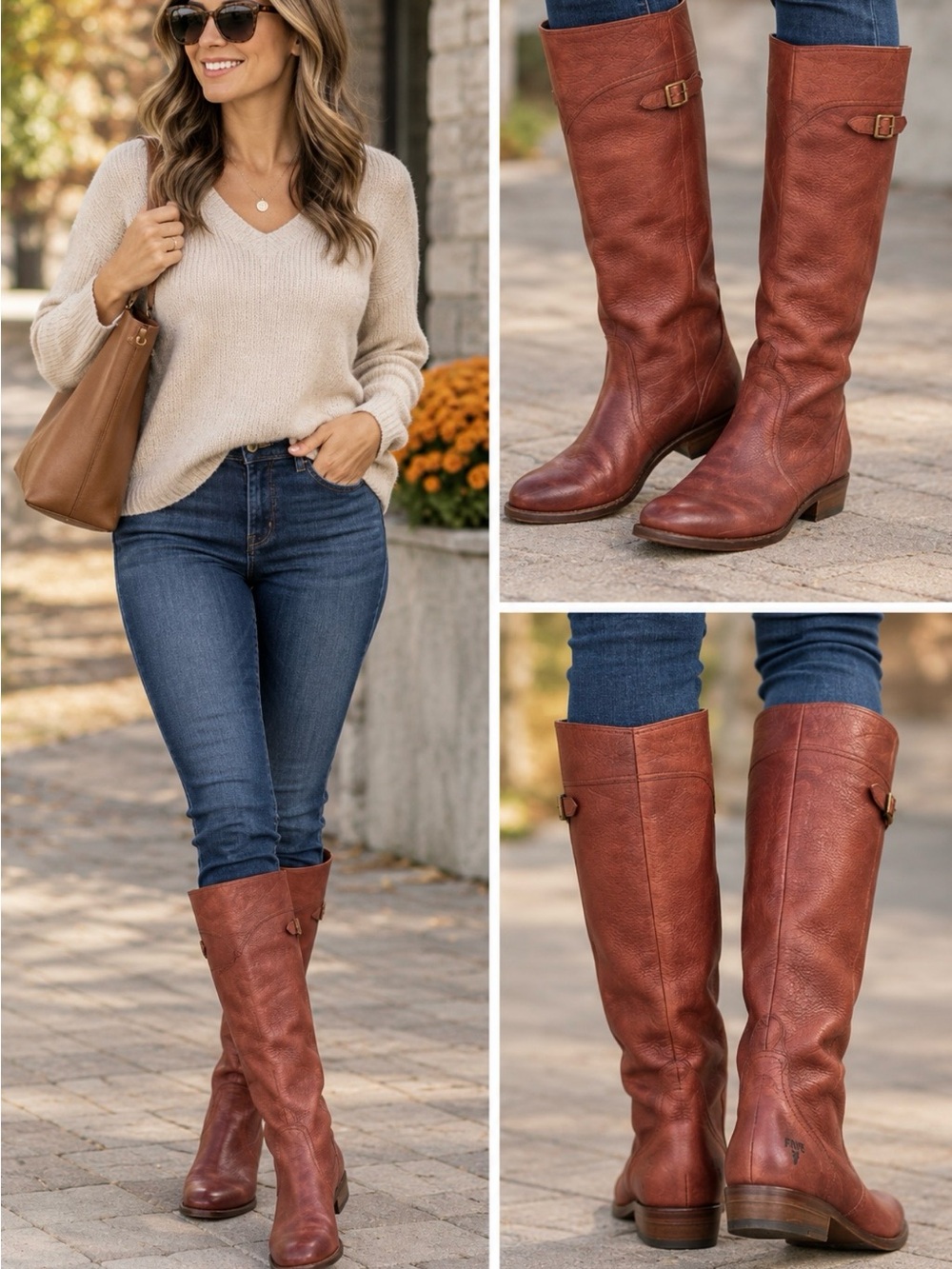Frye Tall Riding Boots in Cognac